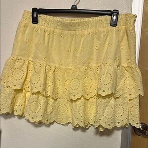 LOFT Yellow Bubble Mini Skirt with Ruffled Tiers